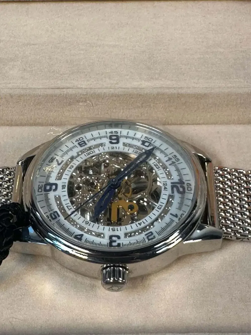 Akribos XXIV Men's AK446SS Skeleton Dial Automatic Mesh Bracelet Watch